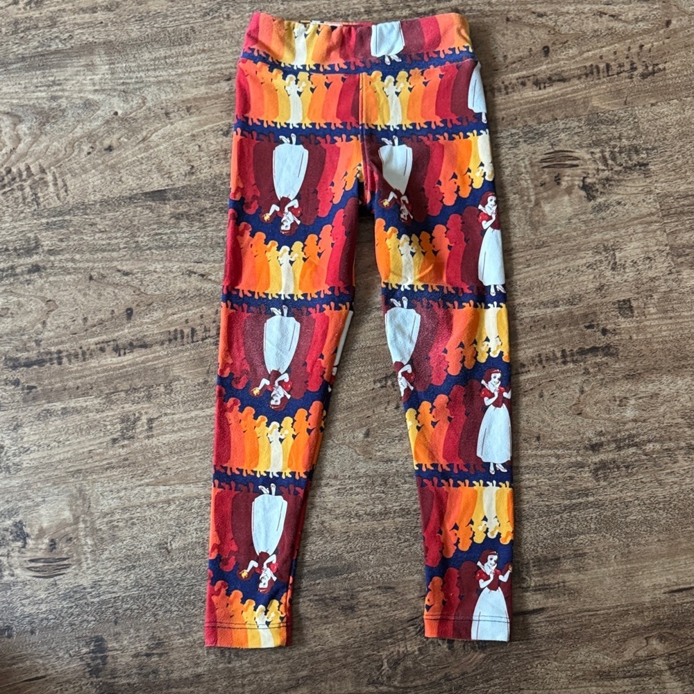 LuLaRoe Kids Disney Collection Snow White - Leggings with Red and Orange Pattern